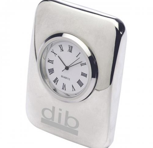 Silver Plated Metal Cushion Desk Clock
